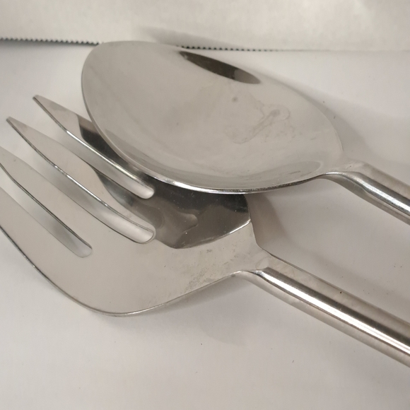 Pampered Chef Red & Silver Beaded Serving Spoon & Fork Holiday Set~Retired - Picture 3 of 7